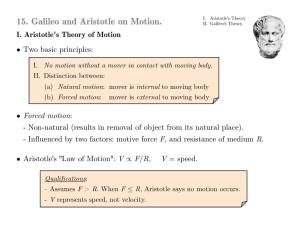 15. Galileo and Aristotle on Motion. II