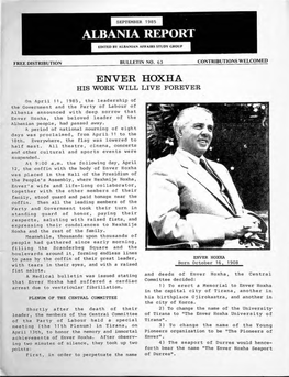 Enver Hoxha His Work Will Live Forever