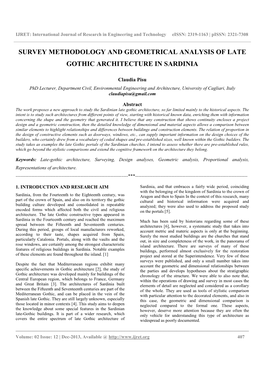 Survey Methodology and Geometrical Analysis of Late Gothic Architecture in Sardinia