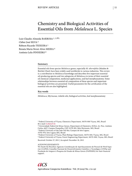 Chemistry and Biological Activities of Essential Oils from Melaleuca L