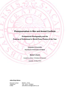 Photojournalism in War and Armed Conflicts