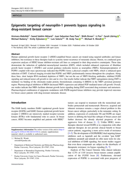 Epigenetic Targeting of Neuropilin-1 Prevents Bypass Signaling in Drug-Resistant Breast Cancer