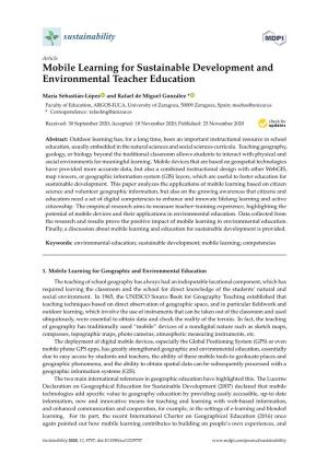 Mobile Learning for Sustainable Development and Environmental Teacher Education