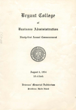 Undergraduate Commencement Exercises Program, August 6, 1954
