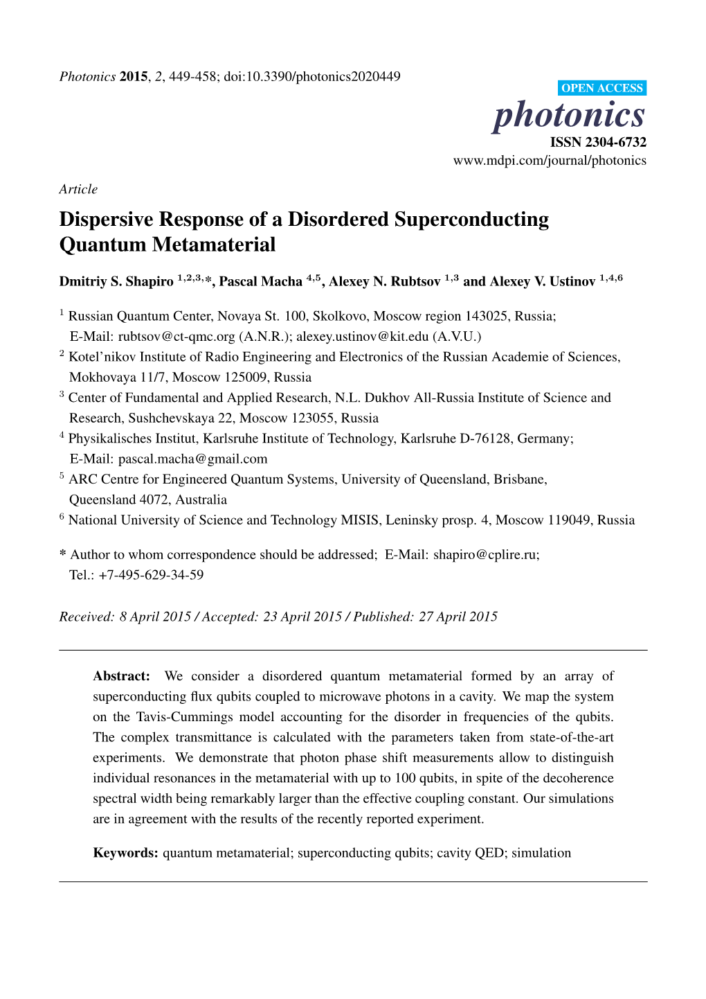 Dispersive Response of a Disordered Superconducting Quantum Metamaterial