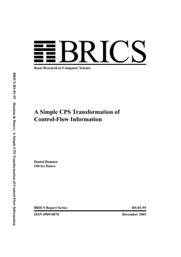 A Simple CPS Transformation of Control-Flow Information Basic Research in Computer Science