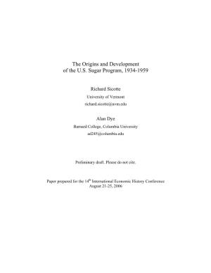 The Origins and Development of the U.S. Sugar Program, 1934-1959