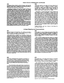 (Continued) Linkage Mapping and Polymorphisms