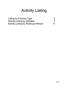 Activity Listing