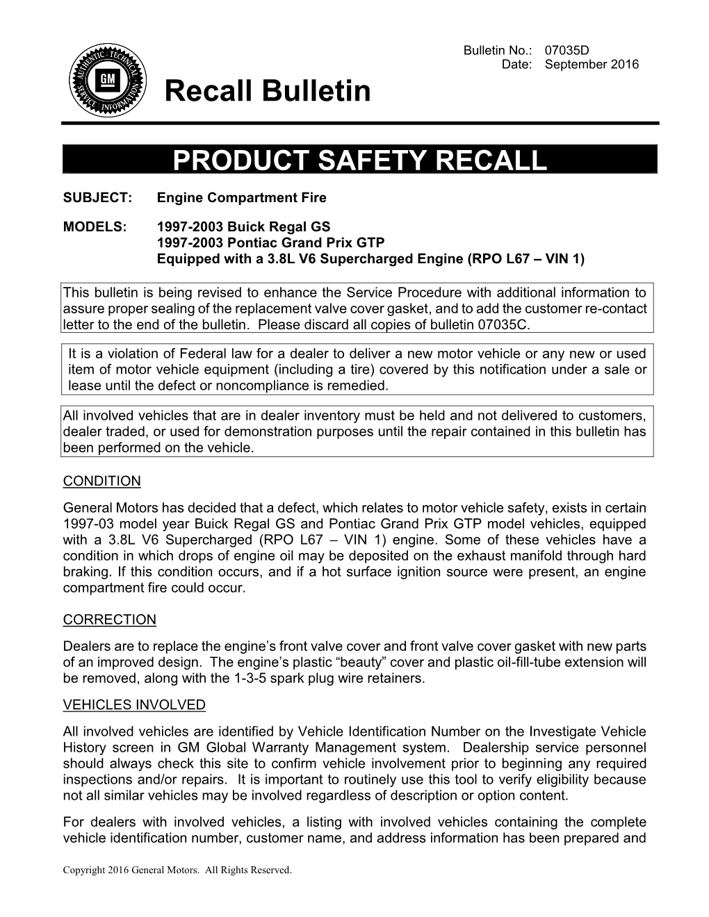 Recall Bulletin