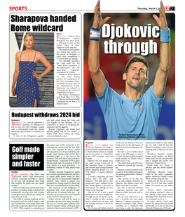 Sharapova Handed Rome Wildcard