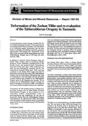Deformation of the Zeehan Tillite and Re-Evaluation of the Tabberabberan Orogeny in Tasmania