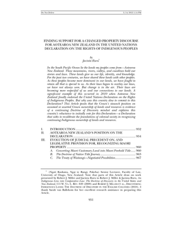 Finding Support for a Changed Property Discourse for Aotearoa New Zealand in the United Nations Declaration on the Rights of Indigenous Peoples