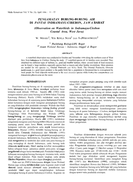 PENGAMATAN BURUNG-BURUNG AIR DI PANTAI INDRAMAYU-CIREBON, JAWA BARAT (Observation on Waterbirds in Indramayu-Cirebon Coastal Area, West Java)