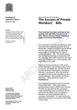 The Success of Private Members' Bills