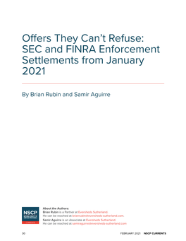 Offers They Can't Refuse: SEC and FINRA Enforcement Settlements