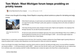 Tom Walsh: West Michigan Forum Keeps Prodding on Prickly Issues