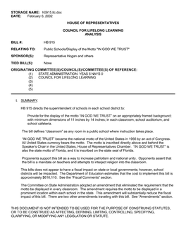 STORAGE NAME: H0915.Llc.Doc DATE: February 6, 2002 HOUSE