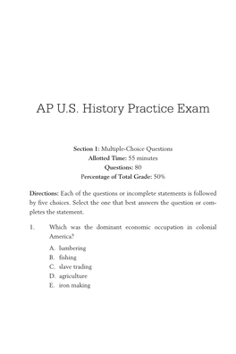 AP U.S. History Practice Exam