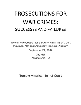 Prosecutions for War Crimes: Successes and Failures