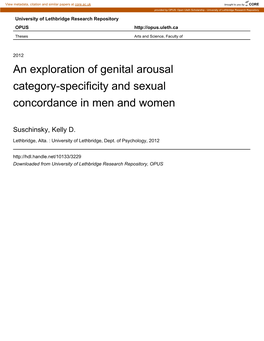 An Exploration of Genital Arousal Category-Specificity and Sexual Concordance in Men and Women
