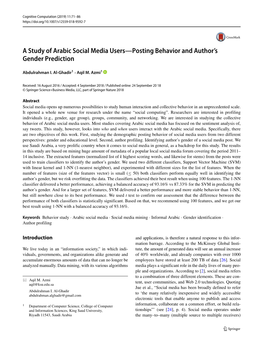 A Study of Arabic Social Media Users—Posting Behavior and Author's