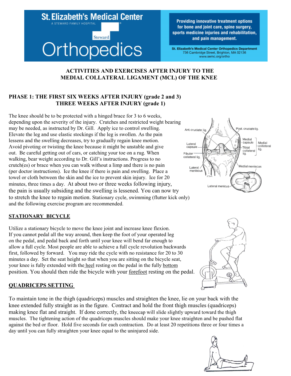 Activities And Exercises After Injury To The Medial Collateral Ligament Mcl Of The Knee Docslib