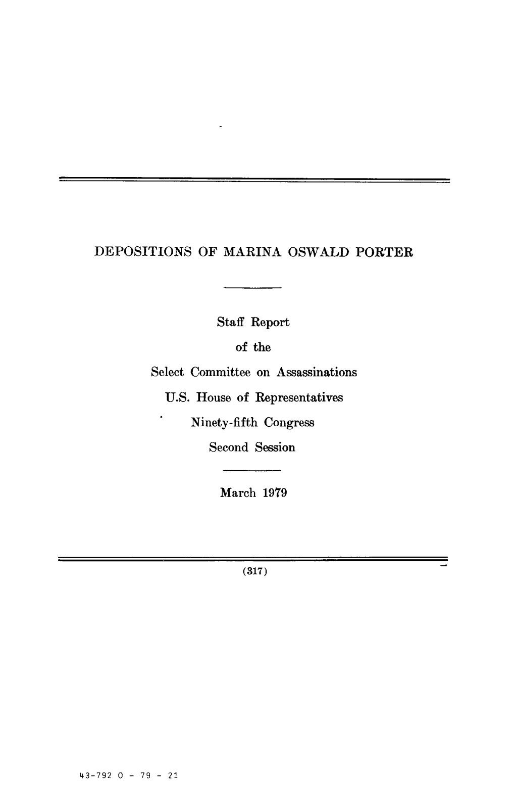 Depositions of Marina Oswald Porter