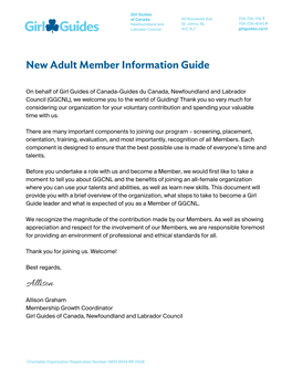 New Adult Member Information Guide Allison