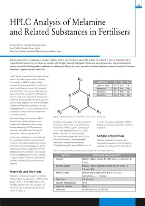 HPLC Analysis of Melamine and Related Substances in Fertilisers