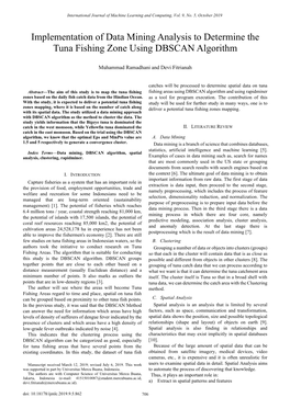 Implementation of Data Mining Analysis to Determine the Tuna Fishing Zone Using DBSCAN Algorithm