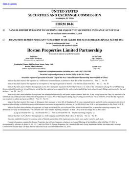 Boston Properties Limited Partnership (Exact Name of Registrant As Specified in Its Charter)
