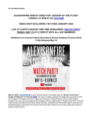 Alexisonfire Debuts Video for “Season of the Flood” Tonight at 9Pm Et on Youtube