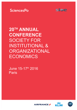 20Th Annual Conference Society for Institutional & Organizational Economics