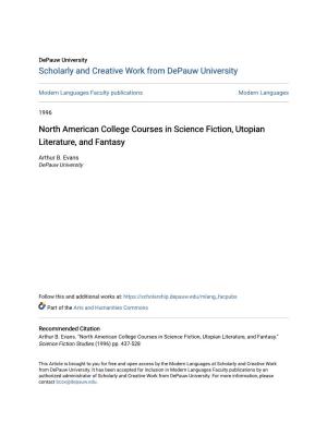 North American College Courses in Science Fiction, Utopian Literature, and Fantasy