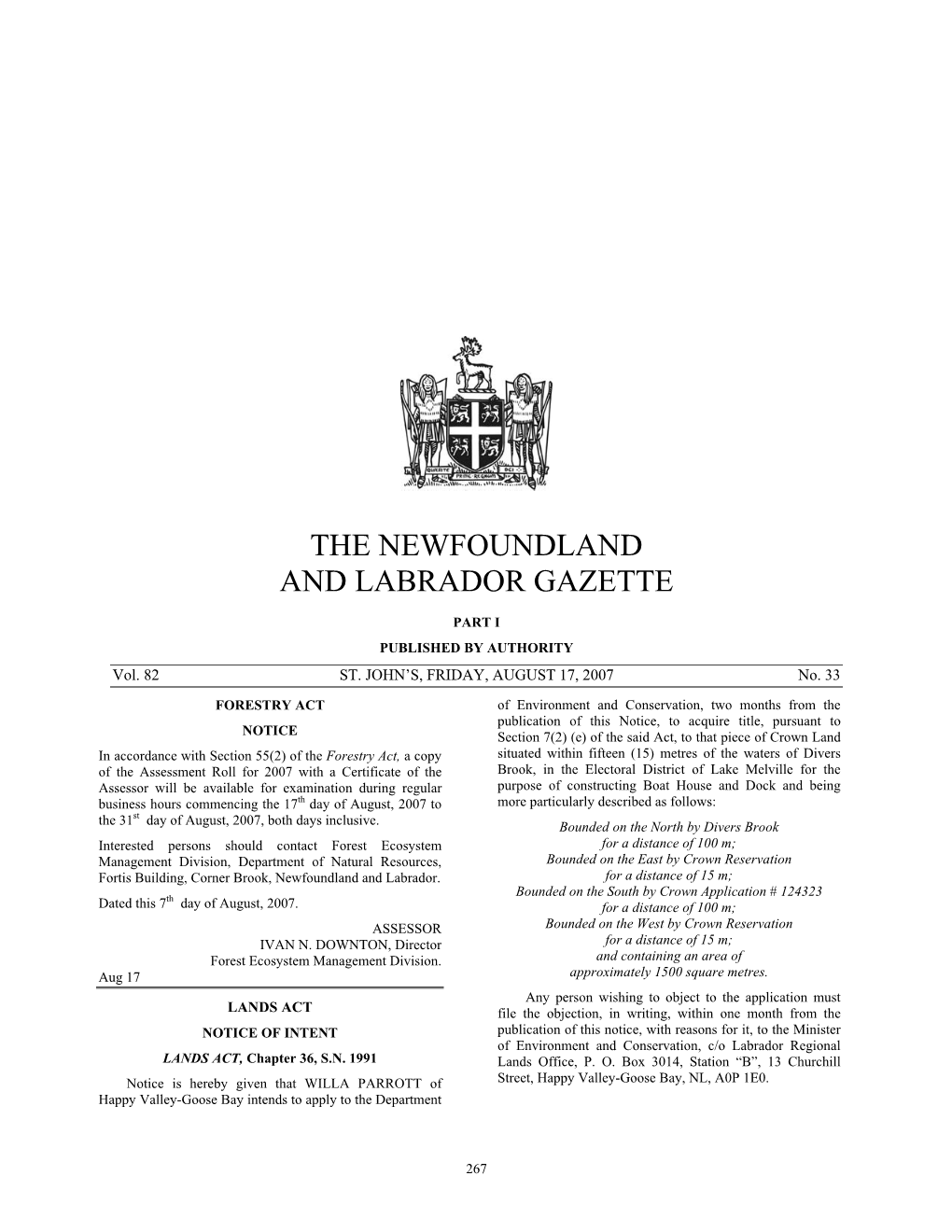The Newfoundland and Labrador Gazette