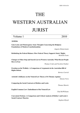 Download Volume 1 of the Western Australian Jurist