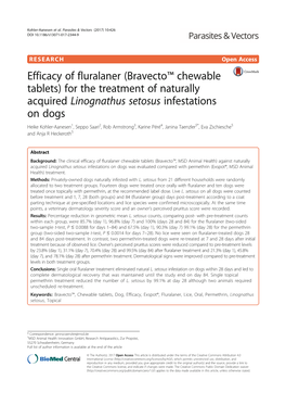 Linognathus Setosus Infestations on Dogs Heike Kohler-Aanesen1, Seppo Saari2, Rob Armstrong3, Karine Péré4, Janina Taenzler5*, Eva Zschiesche5 and Anja R Heckeroth5