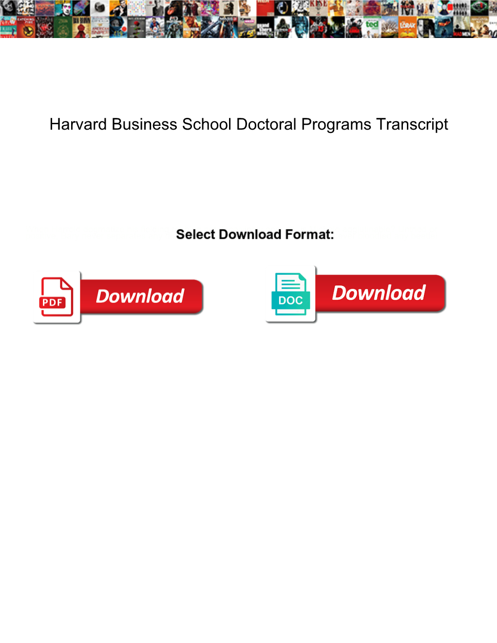 Harvard Business School Doctoral Programs Transcript