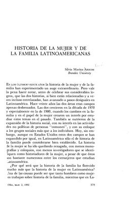 Historia De La Mujer Y De La Familia Latinoamericanas