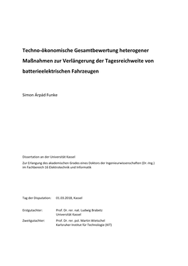 Techno-Ökonomische Gesamtbewertung Heterogener Maßnahmen Zur Verlängerung Der Tagesreichweite Von Batterieelektrischen Fahrzeugen