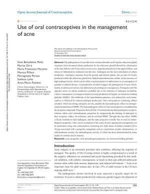 Use of Oral Contraceptives in the Management of Acne