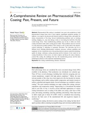 A Comprehensive Review on Pharmaceutical Film Coating: Past, Present, and Future