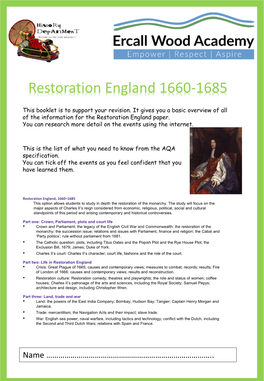 Restoration England 1660-1685