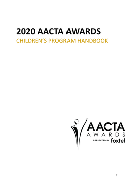 2020 Aacta Awards Children’S Program Handbook