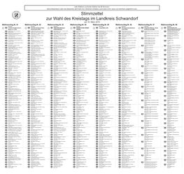 Stimmzettel Zur Wahl Des Kreistags Im Landkreis Schwandorf Am 16