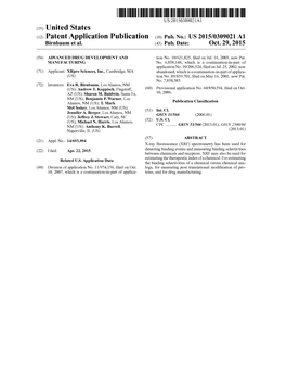 (12) Patent Application Publication (10) Pub. No.: US 2015/0309021 A1 Birnbaum Et Al