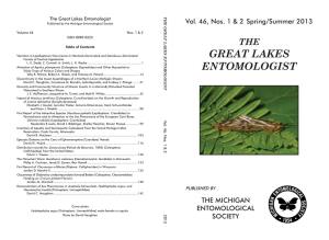 Great Lakes Entomologist the GREAT LAKES ENTOMOLOGIST Published by the Michigan Entomological Society Vol