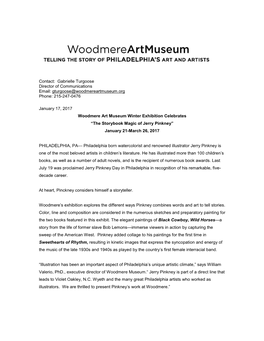 Contact: Gabrielle Turgoose Director of Communications Email: Gturgoose@Woodmereartmuseum.Org Phone: 215-247-0476 January 17, 2