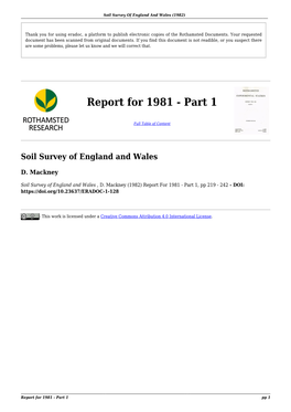 Report for 1981 - Part 1